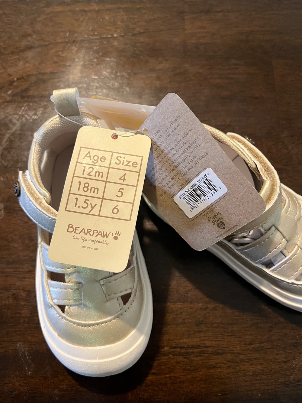 BearPaw Girls Metallic gold Closed-Toe Strap Sandals - Picture 6 of 6